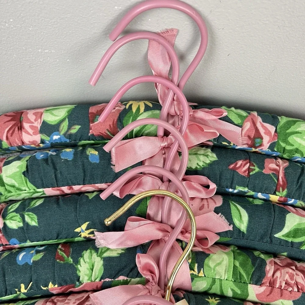 Lot of 11 Vintage Lingerie Clothing Hangers Fabric Satin Covered Cottagecore